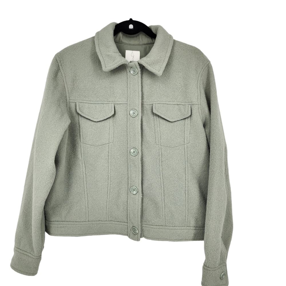 Joie Mint Green Soft Fleece Button Front Boxy Shacket Jacket Size Large